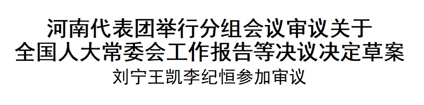 【视频】河南代表团举行分组会议审议关于全国人大常委会工作报告等决议决定草案 刘宁王凯李纪恒参加审议