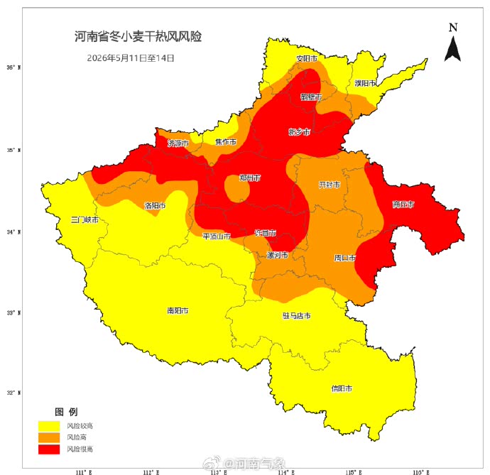 35℃以上晴热高温！河南发布冬小麦干热风风险提示
