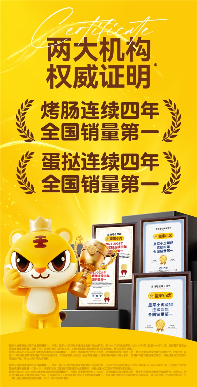 连续四年销量第一！皇家小虎烤肠、蛋挞怎么样？双权威机构用数据说话