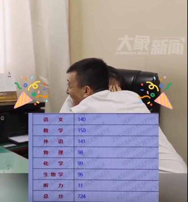 女生高考724分爸爸激动到尖叫！高三教学组老师鼓掌庆贺
